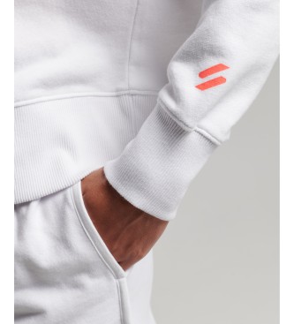 Superdry Krótka, kwadratowa bluza z kapturem Core Sport w kolorze białym