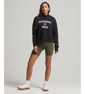 Superdry Sudadera Core Sport corta de corte cuadrado con capucha negro