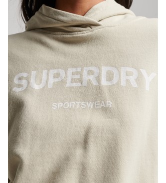 Superdry Sweat court à coupe carrée Core Sport avec capuche beige