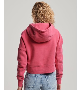 Superdry Pink kort sweatshirt med vasket effekt