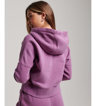 Superdry Short sweatshirt with hood and lilac washed effect