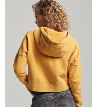 Superdry Short hooded sweatshirt with yellow washed effect