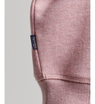 Superdry Kort sweatshirt med huva och logotyp Vintage rosa