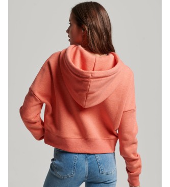 Superdry Short sweatshirt with hood and logo Vintage orange
