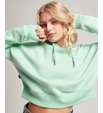 Superdry Kort sweatshirt med huva och logotyp Vintage green