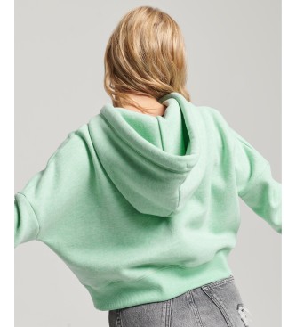 Superdry Kort sweatshirt med huva och logotyp Vintage green