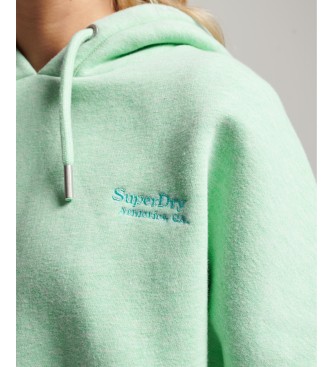 Superdry Kort sweatshirt med huva och logotyp Vintage green