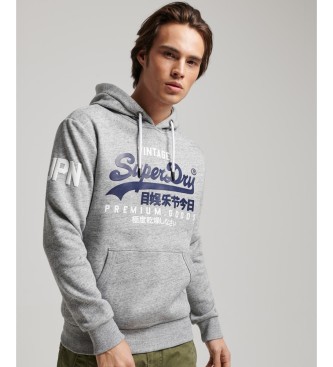 Superdry Grey Vintage Logo Hoodie