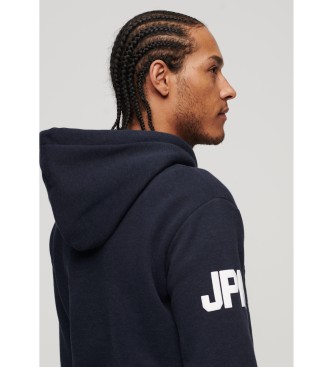Superdry Organic Cotton Hooded Sweatshirt with Vintage Logo Navy Logo