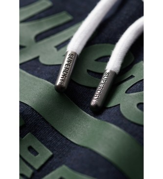 Superdry Organic Cotton Hooded Sweatshirt with Vintage Logo Navy Logo