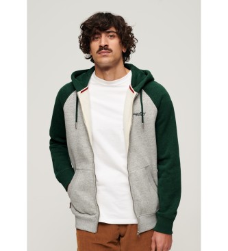 Superdry Felpa da baseball grigia e verde