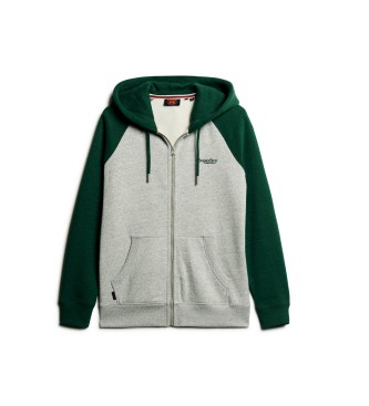 Superdry Felpa da baseball grigia e verde