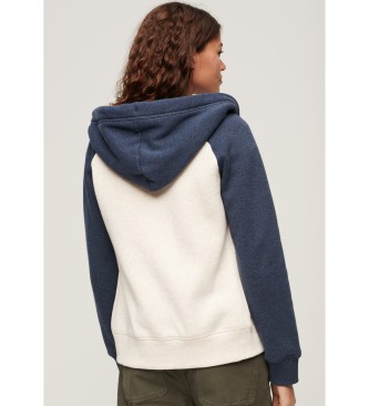 Superdry Essential navy zip-up hooded baseball sweatshirt Essential navy