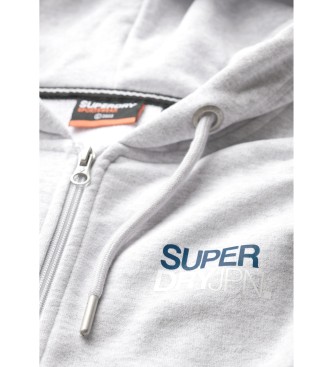Superdry Sportswear grey zip-up hooded sweatshirt with hood and zip