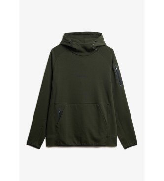 Superdry Löst sittande sweatshirt med huva och Tech-logotyp i grönt