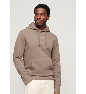 Superdry Loose-fitting hooded sweatshirt with beige microprint micrologo print