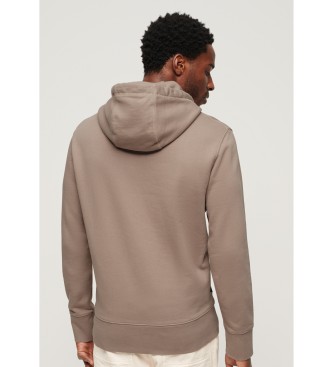 Superdry Sweatshirt com capuz, de corte largo, com microimpresso bege e logtipo