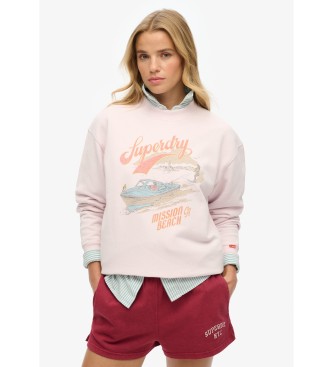 Superdry Sweatshirt ample à col rond et graphique Souvenir rose