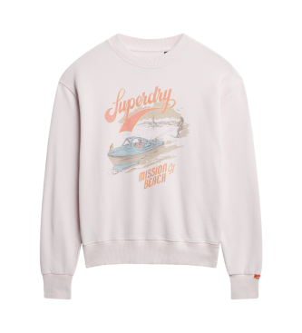 Superdry Sweatshirt ample à col rond et graphique Souvenir rose