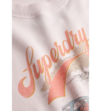 Superdry Sweatshirt ample à col rond et graphique Souvenir rose