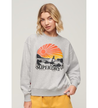Superdry Sweatshirt Travel Souvenir cinzenta