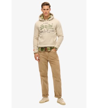 Superdry Sweat  capuche beige Vintage Heritage avec logo