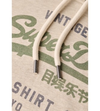 Superdry Sweat  capuche beige Vintage Heritage avec logo