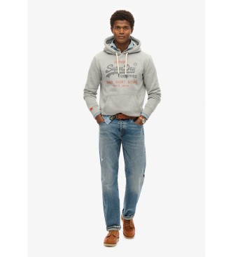 Superdry Sweat  capuche de coupe dcontracte avec logo Vintage Heritage gris