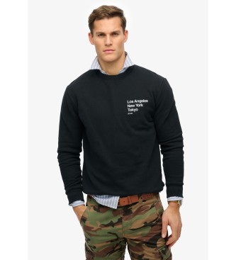 Superdry Felpa girocollo City con logo Core in nero