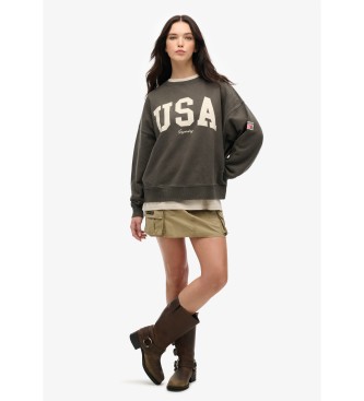 Superdry Athletic Essentials loose fit crew neck sweatshirt dark grey