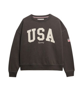 Superdry Athletic Essentials loose fit crew neck sweatshirt dark grey