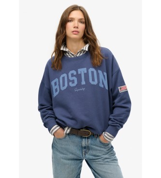 Superdry Athletic Essentials navy crew neck loose fit sweatshirt