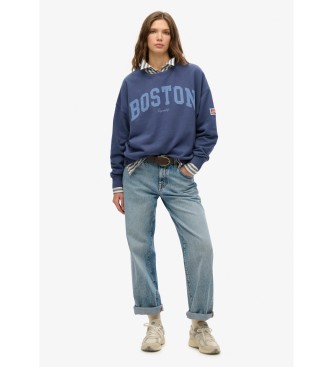 Superdry Athletic Essentials navy crew neck loose fit sweatshirt