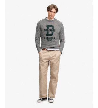 Superdry Grå Felt Applique Relaxed-sweatshirt