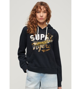 Superdry Klassisk sweatshirt med huva i marinbl nyans