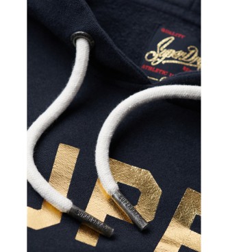 Superdry berarbeitetes navyfarbenes klassisches Kapuzensweatshirt