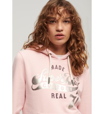 Superdry Verwerkt klassiek sweatshirt met capuchon roze