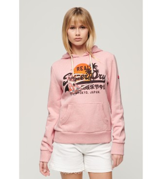 Superdry Graphic hooded sweatshirt LA pink