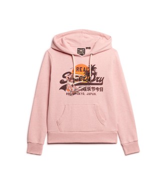 Superdry Graphic hooded sweatshirt LA pink