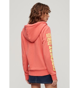 Superdry Super Athletic koralna majica s kapuco z grafičnim motivom na zadrgo Super Athletic