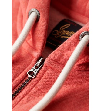 Superdry Sweatshirt com capuz e fecho de correr com grfico coral Super Athletic