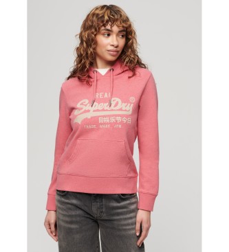 Superdry Grafisk sweatshirt med broderad logotyp Vintage Pink