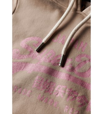 Superdry Sweatshirt castanha com logtipo metlico vintage
