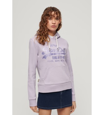 Superdry Grafisk sweatshirt med vintage lilla metallogo