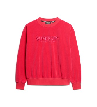 Superdry Rood fluwelen grafisch sweatshirt