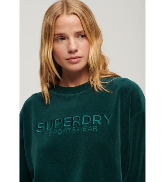 Superdry Zielona aksamitna bluza z grafiką
