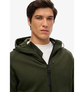 Superdry Locker sitzendes Kapuzensweatshirt mit Reißverschluss und grünem Tech-Logo