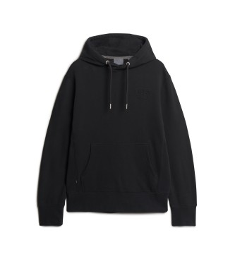 Superdry Pull-over ample Sportswear noir  dtails gaufrs