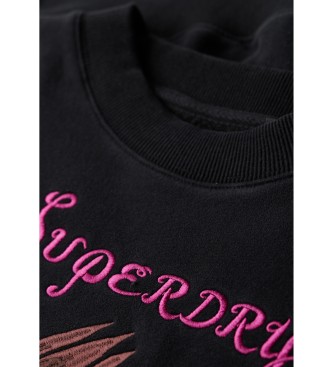 Superdry Ohlapna majica z vezenino Suika črna