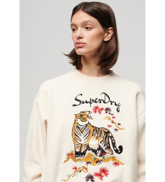 Superdry Los sweatshirt met borduursel Suika wit